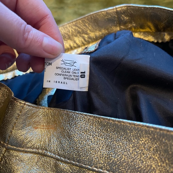 Vintage Julian K. SZ 10 Gold Metallic Real Leather Pencil Skirt! - Picture 12 of 16
